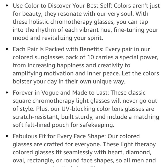 ๐VARIOUS SPECTRUM COLOR THERAPY SUNGLASSES/ Sunnies:7 colors to choose from ๐ถ๏ธ - Picture 10 of 10